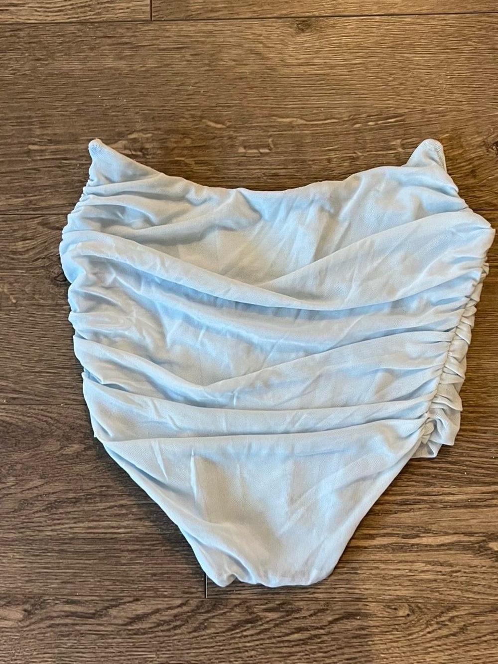 Light Blue Ruched High-Waist Bikini Bottoms